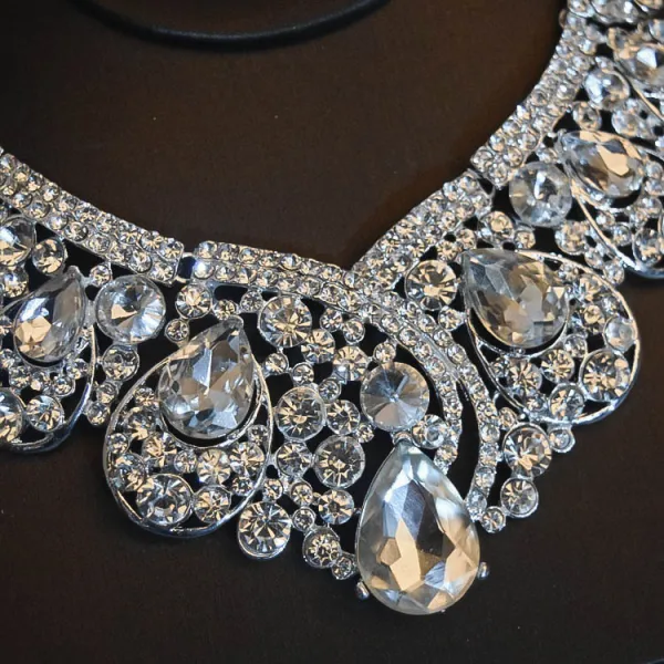 Charming Silver Rhinestone Crystal Body Jewellery Headpieces Necklace 3-piece 2022 Alloy Wedding Bridal Hair Accessories Tiara