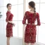 Bling Bling Burgundy Party Dresses 2018 V-Neck 1/2 Sleeves Metal Sash Beading Sequins Tassel Short Formal Dresses