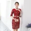 Bling Bling Burgundy Party Dresses 2018 V-Neck 1/2 Sleeves Metal Sash Beading Sequins Tassel Short Formal Dresses