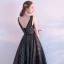 Modest / Simple Black White Striped Homecoming Graduation Dresses 2017 A-Line / Princess Scoop Neck Sleeveless Sash Tea-length Backless Formal Dresses