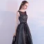 Modest / Simple Black White Striped Homecoming Graduation Dresses 2017 A-Line / Princess Scoop Neck Sleeveless Sash Tea-length Backless Formal Dresses