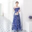 Abordable Bleu Roi Robe De Soirée 2018 Princesse De l'épaule Manches Courtes Appliques Paillettes Longue Volants Dos Nu Robe De Ceremonie