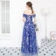 Abordable Bleu Roi Robe De Soirée 2018 Princesse De l'épaule Manches Courtes Appliques Paillettes Longue Volants Dos Nu Robe De Ceremonie