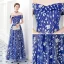 Abordable Bleu Roi Robe De Soirée 2018 Princesse De l'épaule Manches Courtes Appliques Paillettes Longue Volants Dos Nu Robe De Ceremonie
