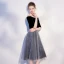 Abordable Bleu Marine Robe De Soirée 2018 Princesse De l'épaule 1/2 Manches Ceinture Glitter Tulle Thé Longueur Volants Dos Nu Robe De Ceremonie