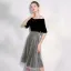 Abordable Bleu Marine Robe De Soirée 2018 Princesse De l'épaule 1/2 Manches Ceinture Glitter Tulle Thé Longueur Volants Dos Nu Robe De Ceremonie