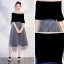 Abordable Bleu Marine Robe De Soirée 2018 Princesse De l'épaule 1/2 Manches Ceinture Glitter Tulle Thé Longueur Volants Dos Nu Robe De Ceremonie