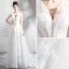 Charming Ivory Organza Wedding Dresses 2018 A-Line / Princess V-Neck Sleeveless Appliques Flower Chapel Train Ruffle