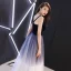 Abordable Bleu Marine Robe De Bal 2018 Princesse Unique épaules Sans Manches Longue Volants Dos Nu Robe De Ceremonie