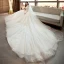 Chic / Belle Ivoire Robe De Mariée 2018 Princesse Transparentes Encolure Dégagée Manches Longues Dos Nu Appliques En Dentelle Perlage Perle Cathedral Train Volants