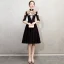 Chinese style Burgundy Homecoming Graduation Dresses 2018 A-Line / Princess High Neck 1/2 Sleeves Embroidered Tea-length Ruffle Formal Dresses