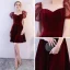 Mote Burgunder Homecoming Graduation Kjoler 2018 Prinsesse Kjæreste Puffy Korte Ermer Korte Buste Ryggløse Formelle Kjoler
