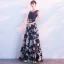 Chic / Beautiful Navy Blue Prom Dresses 2017 A-Line / Princess Amazing / Unique V-Neck Sleeveless Appliques Lace Rhinestone Floor-Length / Long Backless Formal Dresses