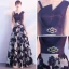 Chic / Beautiful Navy Blue Prom Dresses 2017 A-Line / Princess Amazing / Unique V-Neck Sleeveless Appliques Lace Rhinestone Floor-Length / Long Backless Formal Dresses
