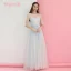 Affordable Sky Blue Bridesmaid Dresses 2018 A-Line / Princess Bow Sash Floor-Length / Long Ruffle Backless Wedding Party Dresses