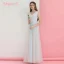 Affordable Sky Blue Bridesmaid Dresses 2018 A-Line / Princess Bow Sash Floor-Length / Long Ruffle Backless Wedding Party Dresses