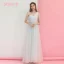 Affordable Sky Blue Bridesmaid Dresses 2018 A-Line / Princess Bow Sash Floor-Length / Long Ruffle Backless Wedding Party Dresses