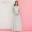 Affordable Sky Blue Bridesmaid Dresses 2018 A-Line / Princess Bow Sash Floor-Length / Long Ruffle Backless Wedding Party Dresses