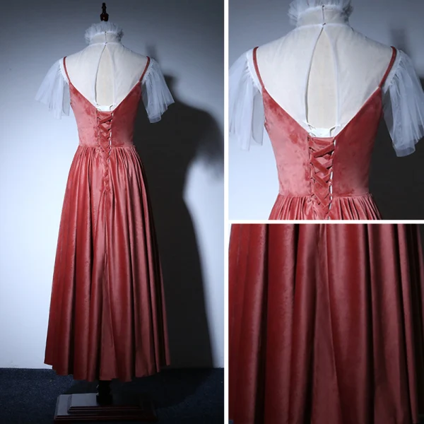 Charmant Watermelon Rouge Transparentes de retour Robe De Graduation 2018 Princesse Col Haut Manches Courtes Thé Longueur Volants Dos Nu Robe De Ceremonie
