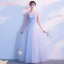 Affordable Sky Blue Bridesmaid Dresses 2018 A-Line / Princess Appliques Lace Metal Sash Floor-Length / Long Ruffle Backless Wedding Party Dresses