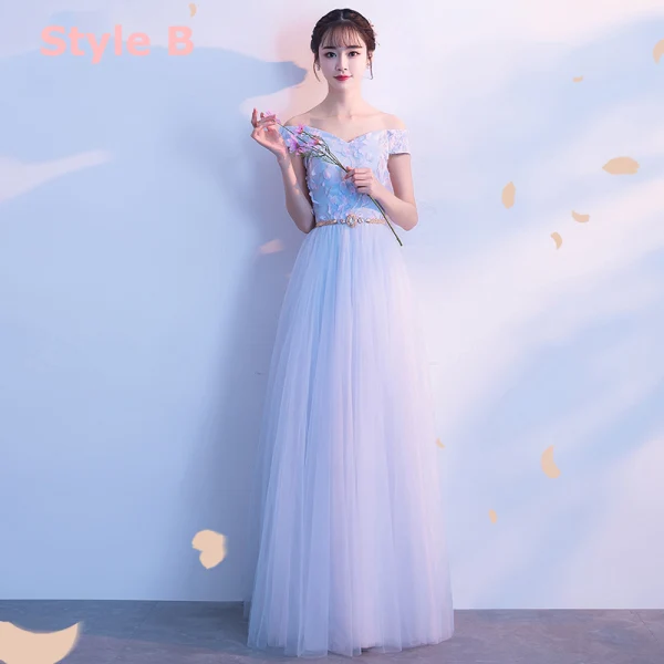 Affordable Sky Blue Bridesmaid Dresses 2018 A-Line / Princess Appliques Lace Metal Sash Floor-Length / Long Affordable Sky Blue Bridesmaid Dresses 2018 A-Line / Princess Appliques Lace Metal Sash Floor-Length / Long