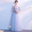 Affordable Sky Blue Bridesmaid Dresses 2018 A-Line / Princess Appliques Lace Metal Sash Floor-Length / Long Ruffle Backless Wedding Party Dresses