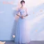 Affordable Sky Blue Bridesmaid Dresses 2018 A-Line / Princess Appliques Lace Metal Sash Floor-Length / Long Ruffle Backless Wedding Party Dresses