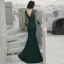 Illusion Vert Foncé Transparentes Robe De Soirée 2020 Trompette / Sirène Col v profond Manches Longues Appliques En Dentelle Perlage Longue Volants Dos Nu Robe De Ceremonie