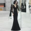 Illusion Vert Foncé Transparentes Robe De Soirée 2020 Trompette / Sirène Col v profond Manches Longues Appliques En Dentelle Perlage Longue Volants Dos Nu Robe De Ceremonie