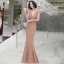 Illusion Vert Foncé Transparentes Robe De Soirée 2020 Trompette / Sirène Col v profond Manches Longues Appliques En Dentelle Perlage Longue Volants Dos Nu Robe De Ceremonie