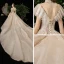 Meilleure Champagne Transparentes Robe De Mariée 2020 Princesse Col Haut Manches Courtes Dos Nu Glitter Tulle Appliques En Dentelle Perlage Royal Train Volants