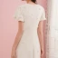 Best Red Velour Evening Dresses  2020 A-Line / Princess V-Neck Puffy Short Sleeve Beading Pearl Floor-Length / Long Formal Dresses