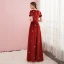 Best Red Velour Evening Dresses  2020 A-Line / Princess V-Neck Puffy Short Sleeve Beading Pearl Floor-Length / Long Formal Dresses
