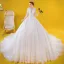 Luxury / Gorgeous Ivory Wedding Dresses 2020 Ball Gown See-through Deep V-Neck 3/4 Sleeve Appliques Lace Beading Cathedral Train Ruffle