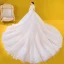 Luxury / Gorgeous Ivory Wedding Dresses 2020 Ball Gown See-through Deep V-Neck 3/4 Sleeve Appliques Lace Beading Cathedral Train Ruffle