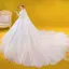 Luxury / Gorgeous Ivory Wedding Dresses 2020 Ball Gown See-through Deep V-Neck 3/4 Sleeve Appliques Lace Beading Cathedral Train Ruffle