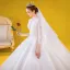 Luxury / Gorgeous Ivory Wedding Dresses 2020 Ball Gown See-through Deep V-Neck 3/4 Sleeve Appliques Lace Beading Cathedral Train Ruffle