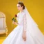 Luxury / Gorgeous Ivory Wedding Dresses 2020 Ball Gown See-through Deep V-Neck 3/4 Sleeve Appliques Lace Beading Cathedral Train Ruffle