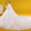 Luxury / Gorgeous Ivory Wedding Dresses 2020 Ball Gown See-through Deep V-Neck 3/4 Sleeve Appliques Lace Beading Cathedral Train Ruffle
