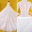 Luxury / Gorgeous Ivory Wedding Dresses 2020 Ball Gown See-through Deep V-Neck 3/4 Sleeve Appliques Lace Beading Cathedral Train Ruffle