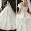 Vintage / Retro Ivory See-through Wedding Dresses 2020 Ball Gown High Neck Short Sleeve Backless Appliques Lace Beading Chapel Train Ruffle