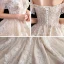 Schöne Champagner Durchsichtige Brautkleider / Hochzeitskleider 2020 Ballkleid Off Shoulder Kurze Ärmel Rückenfreies Perlenstickerei Quaste Applikationen Spitze Kathedrale Schleppe Rüschen
