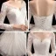 Chic / Belle Ivoire Robe De Mariée 2020 Robe Boule V-Cou Percé Manches Longues Dos Nu Appliques En Dentelle Cathedral Train Volants