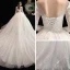 Chic / Belle Ivoire Robe De Mariée 2020 Robe Boule V-Cou Percé Manches Longues Dos Nu Appliques En Dentelle Cathedral Train Volants