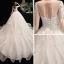 Chic / Belle Ivoire Transparentes Robe De Mariée 2020 Princesse Encolure Carrée 3/4 Manches Dos Nu Appliques En Dentelle Perlage Cathedral Train Volants