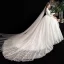 Vintage Prisvärd Elfenben Genomskinliga Bröllopsklänningar 2020 Prinsessa Hög Hals 3/4 ärm Halterneck Appliqués Spets Beading Chapel Train Ruffle