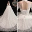 Vintage Prisvärd Elfenben Genomskinliga Bröllopsklänningar 2020 Prinsessa Hög Hals 3/4 ärm Halterneck Appliqués Spets Beading Chapel Train Ruffle