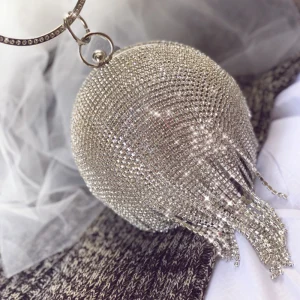 Sparkly Silver Rhinestone Tassel Clutch Bags 2020