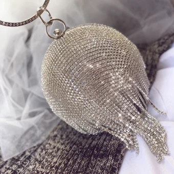 Sparkly Silver Rhinestone Tassel Clutch Bags 2020