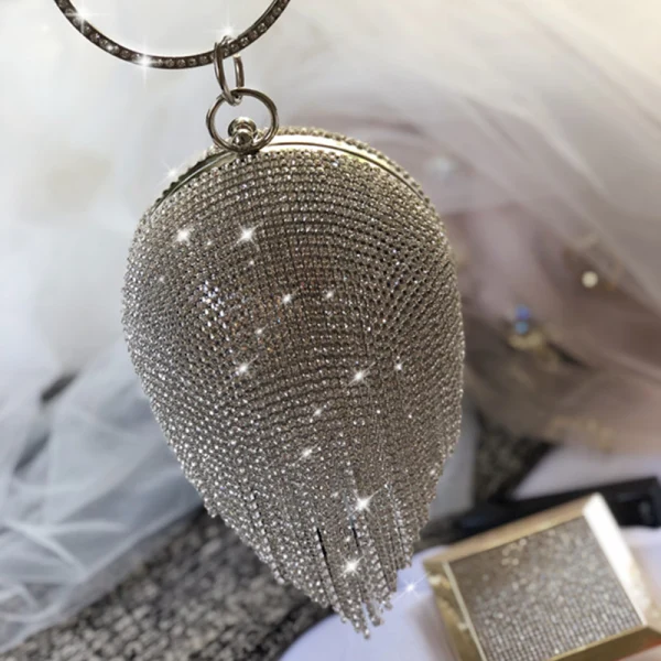 Sparkly Silver Rhinestone Tassel Clutch Bags 2020